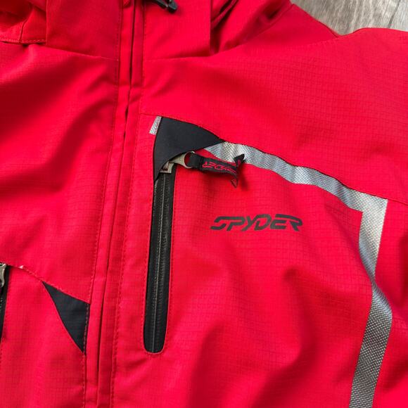 Spyder Boys Sz 18 Ski Snowboard Jacket Red Detachable Hood Waterproof Insulated - Picture 9 of 12